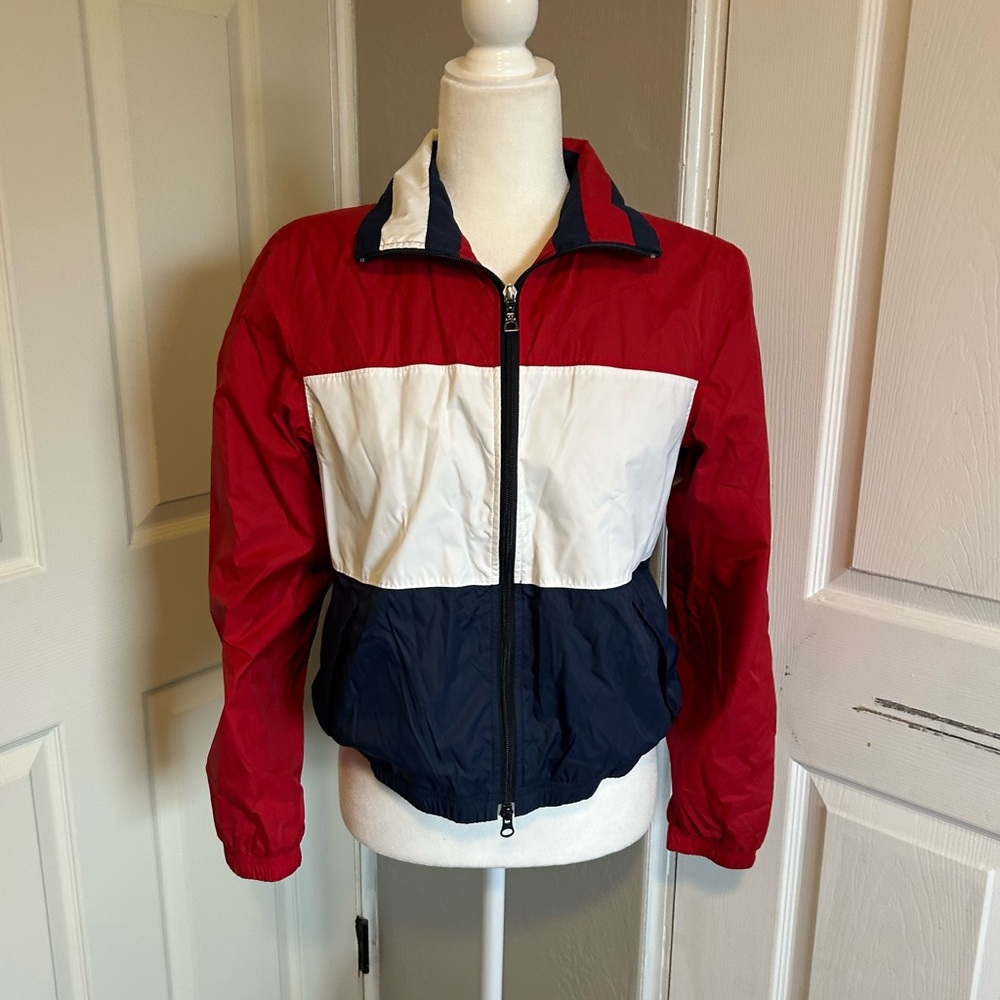 Tommy Hilfiger Red white blue windbreaker Women's Tricolor Bomber Jacket